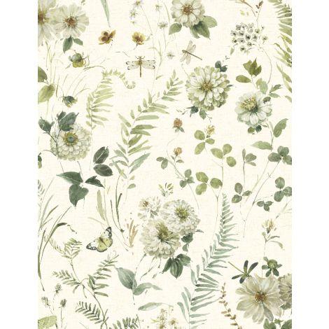 Green Fields- Large Floral Cream