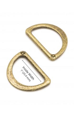 D Ring Flat 1in Antique Brass (Set of Two)
