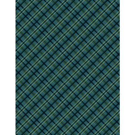 Garden Gate Roosters- Diagonal Plaid Teal