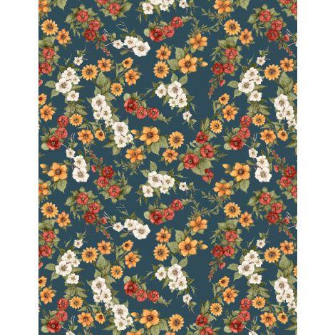 Garden Gate Roosters- Floral Teal