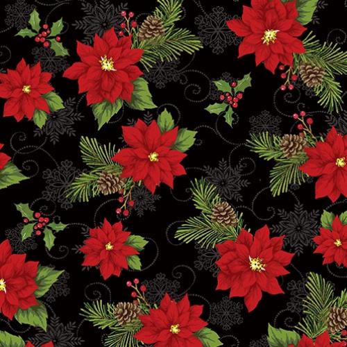 Joy of the Season- Joyful Poinsettia Black